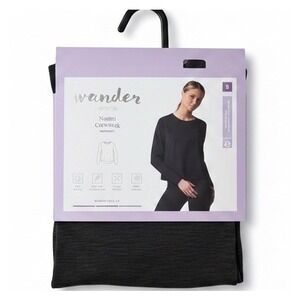 Wander Noemi Crewneck Undershirt Black Long Sleeve Base Layer Small NEW